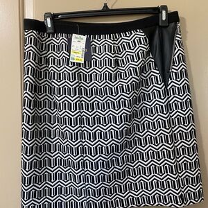 Rafaella Geometric Black and White A-Line Skirt
